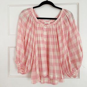 Doen Jeanne Top Blouse in Rosette Gingham
